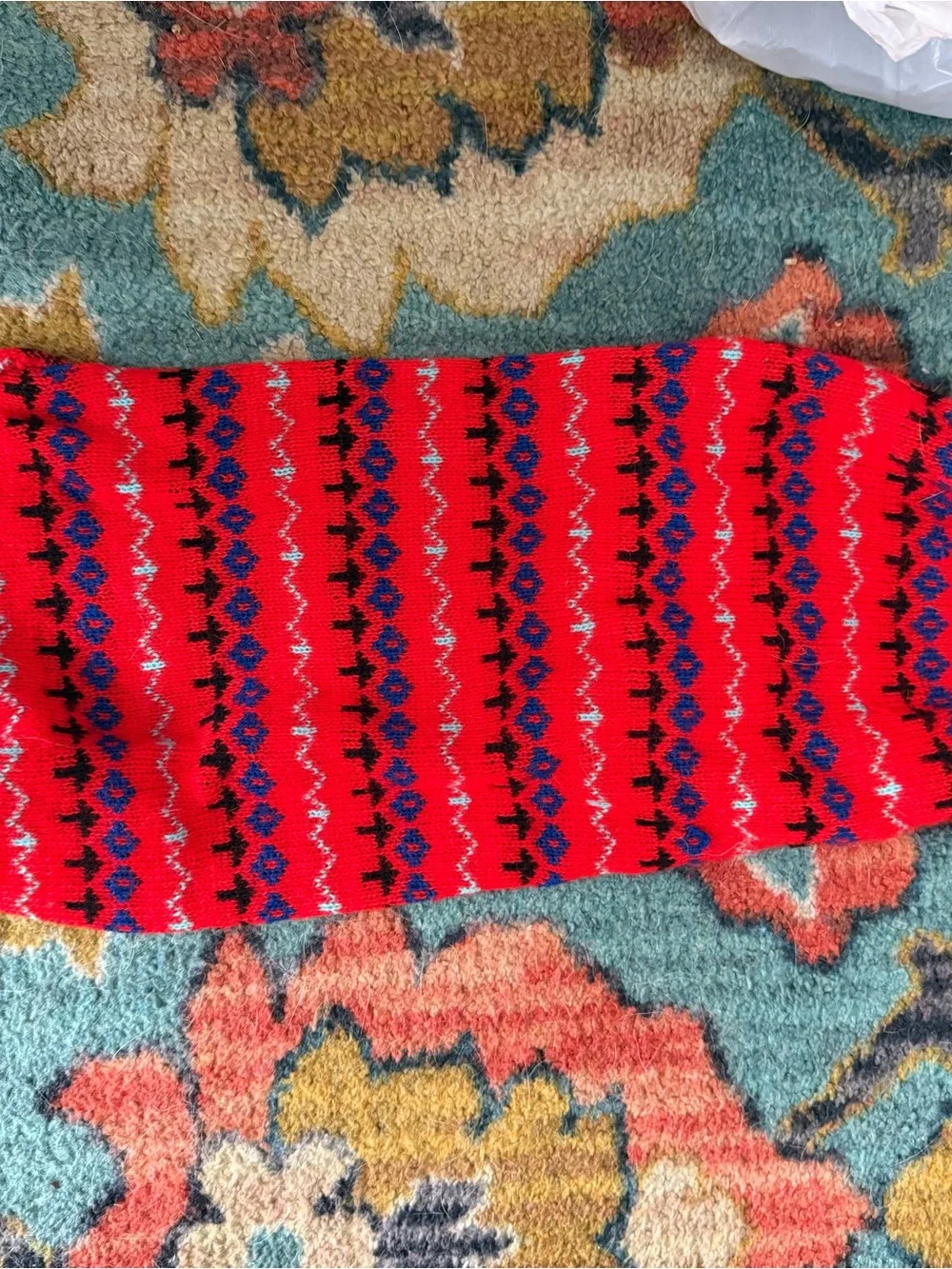 Pink Knit Dog Sweater with Red Graphic