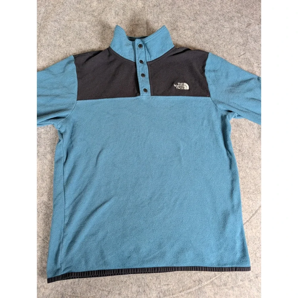 The‎ North Face TKA 100 Glacier Fleece Pullover Mens Blue Black Snap Mock Neck M