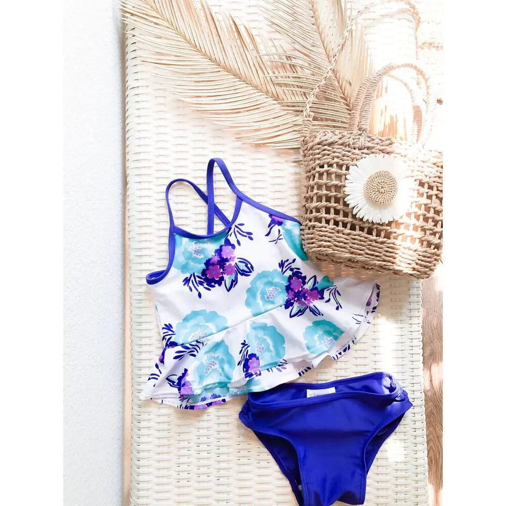 EUC Old Navy floral peplum tankini swimsuit 18-24mths