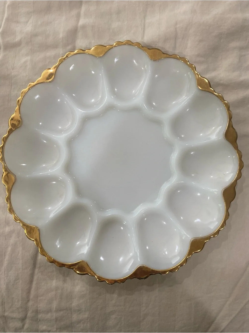 Vintage, Anchor Hocking, Fire King, White Milk Glass Deviled Egg Dish