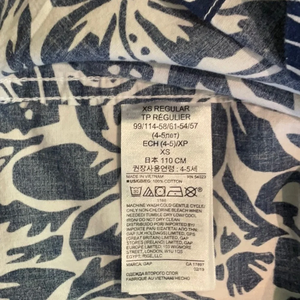 Gap - TOP - XS - Boys Hawaiian SHIRT 100% Cotton - Navy/White Print