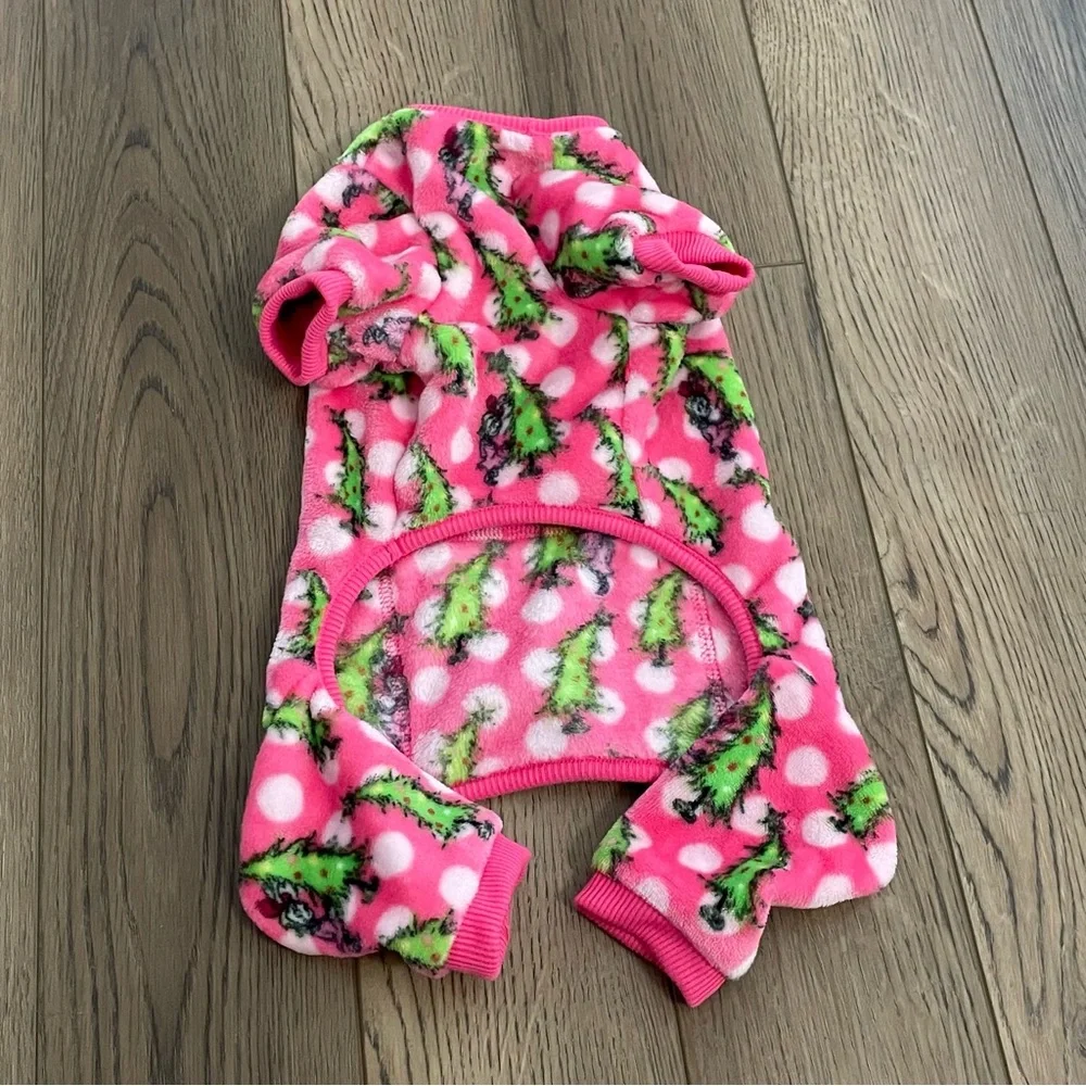 Christmas Themed “The Grinch” Flannel Pet / Dog Pajamas Size Small‎