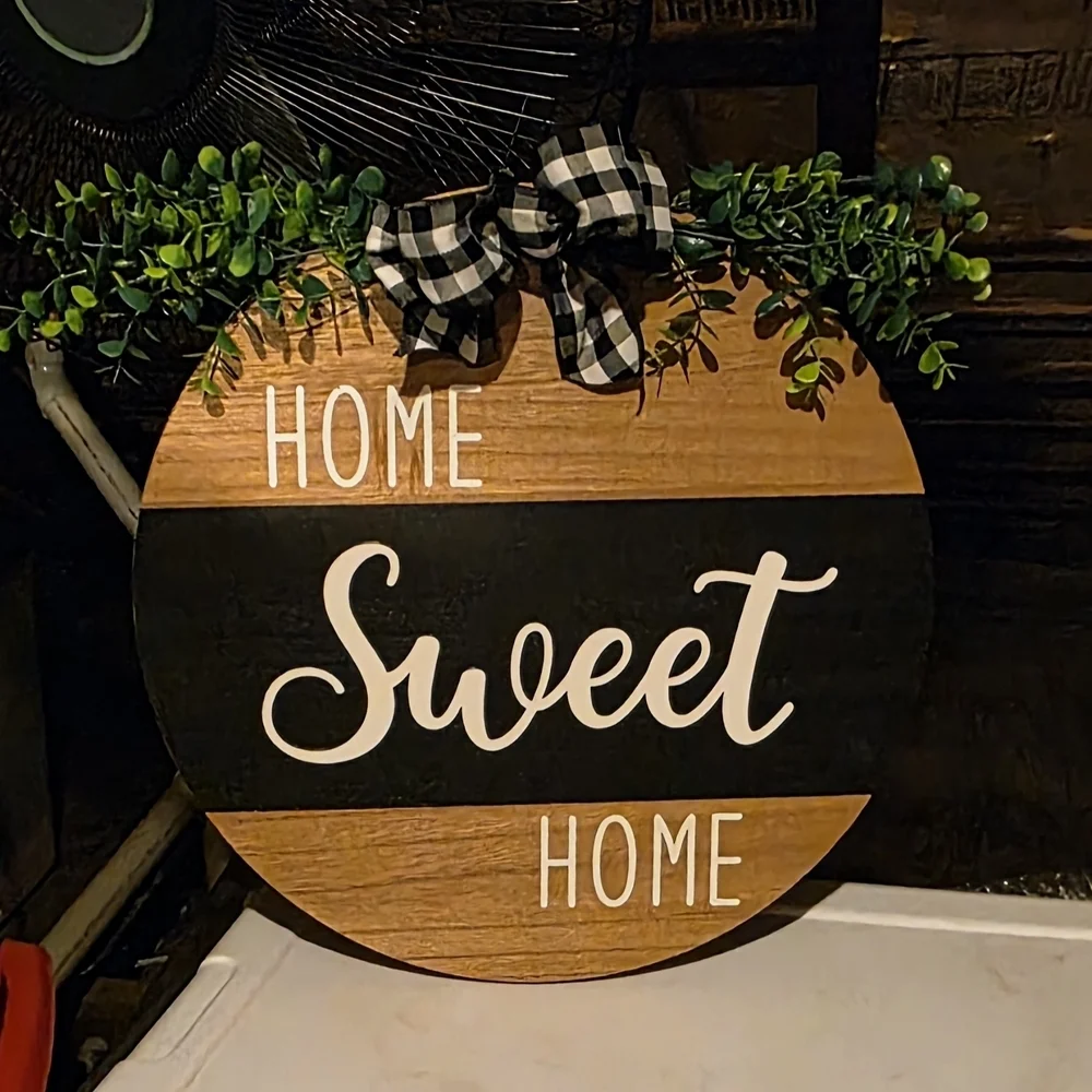 Home Sweet Home Wooden Wreath with Greenery
