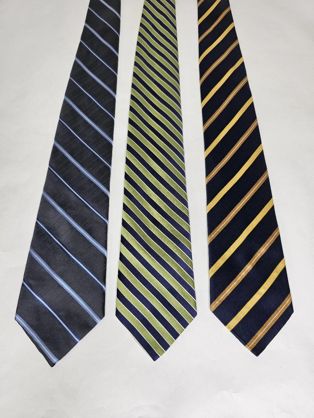 Bundle of 3 Striped 100% Silk Ties Preppy Dark Academia Classic Neckties