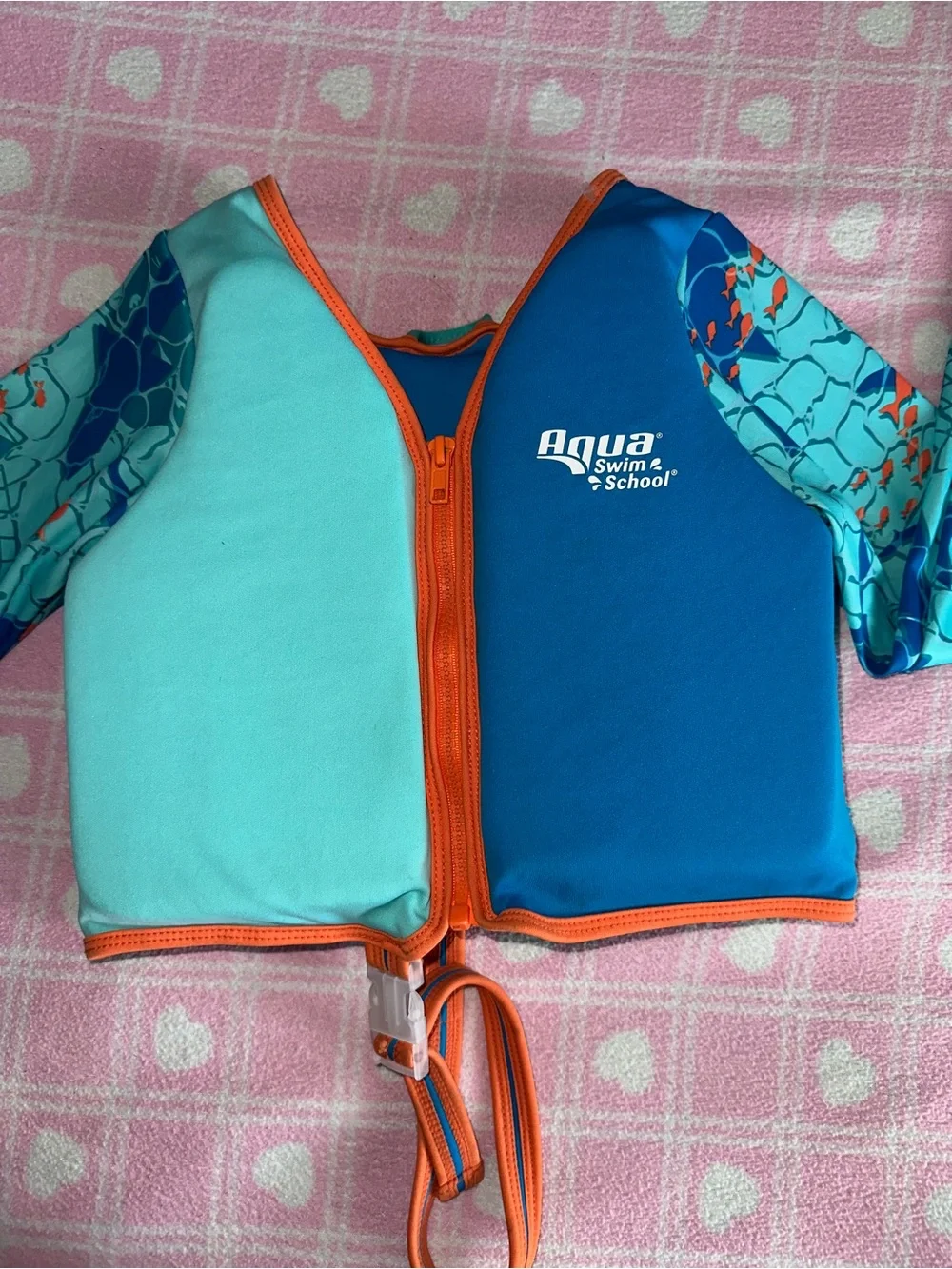 Aqua Colorblock Blue & Aqua Kids Rashguard with Orange Trim