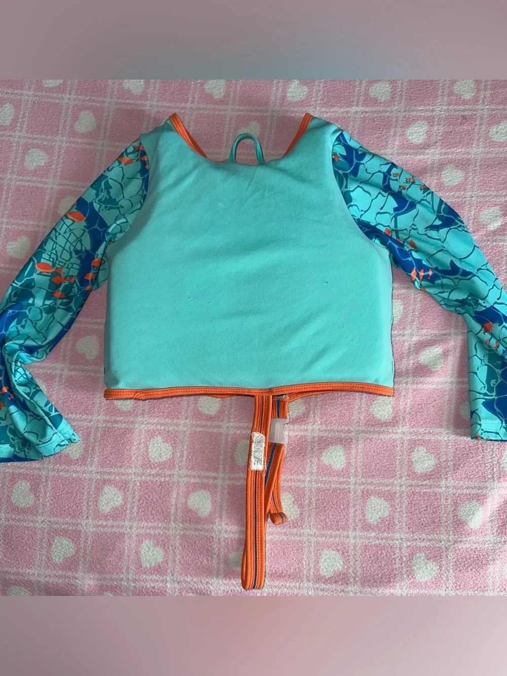 Aqua Colorblock Blue & Aqua Kids Rashguard with Orange Trim