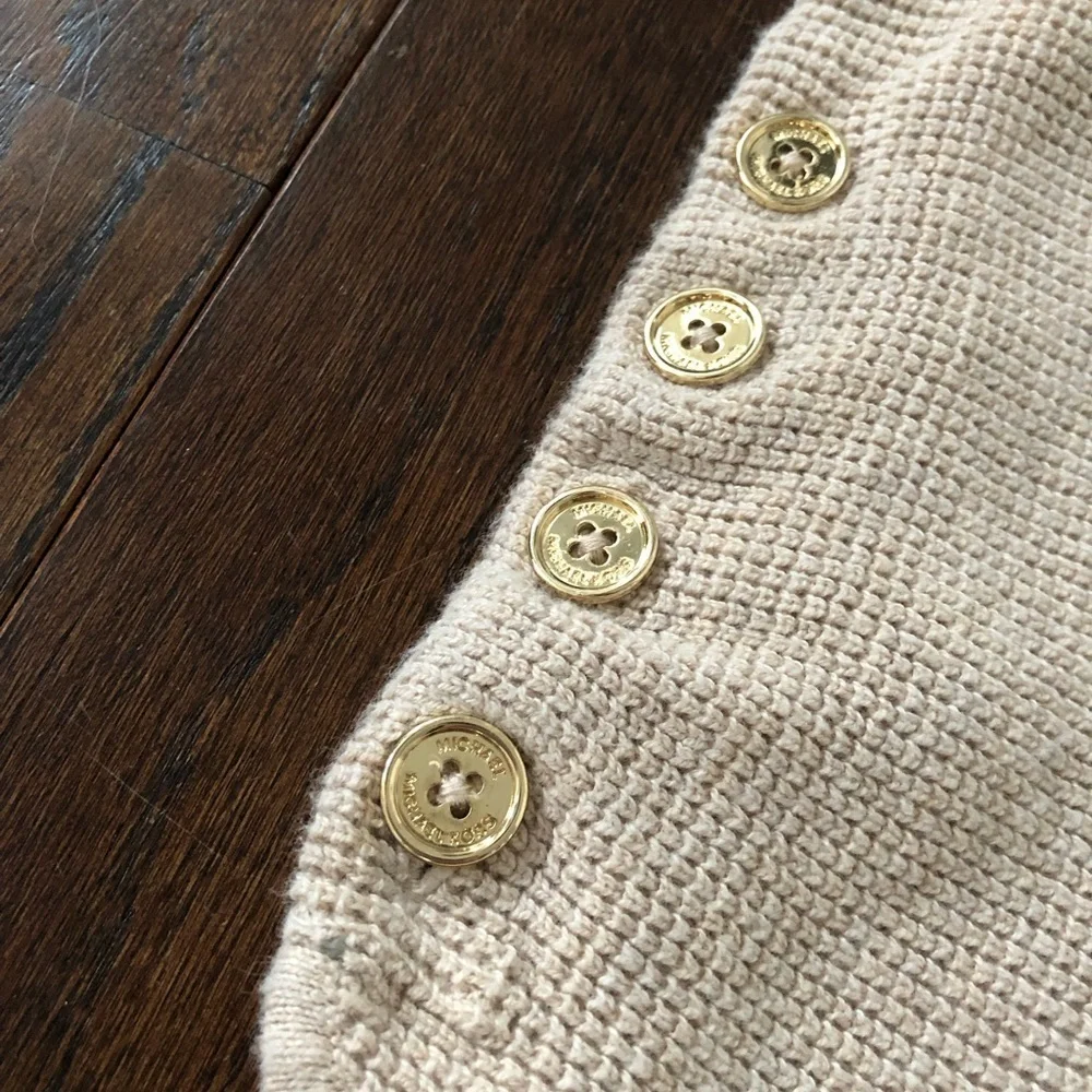 Michael Kors Women’s M Beige Waffle Knit Dolman Long-Sleeve Tunic Sweater - EUC!