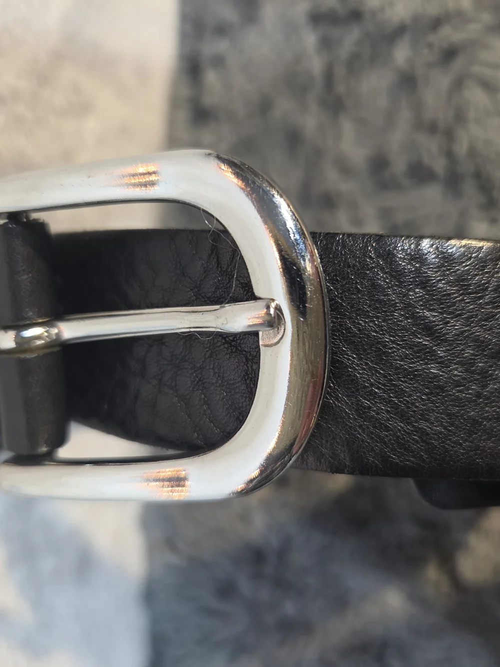 H&M Black Leather Belt with Silver-Tone Buckle