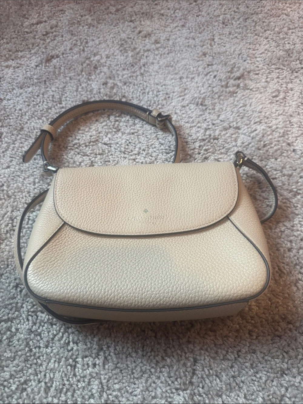 kate spade Pebbled Leather Shoulder Bag in Cream