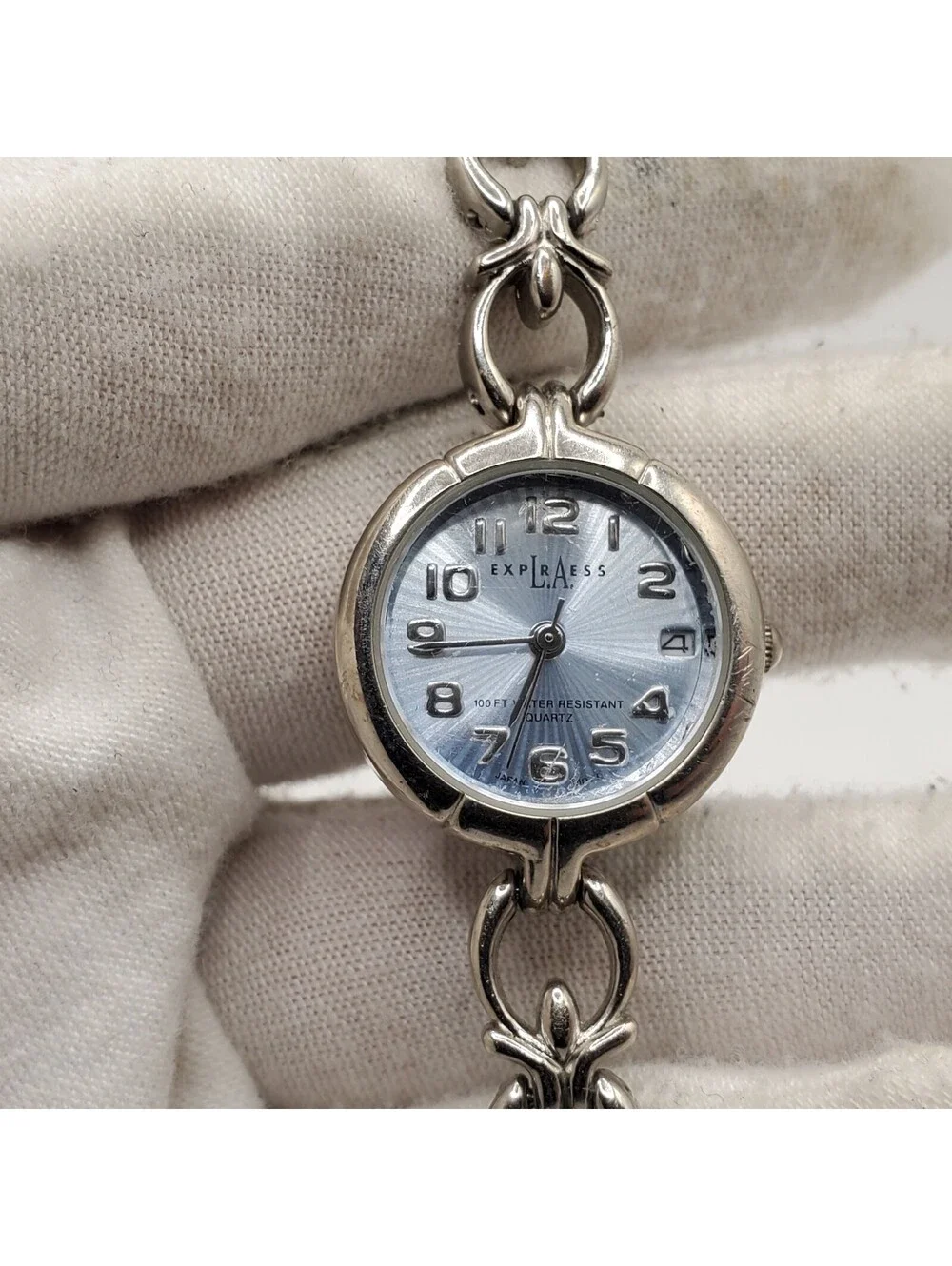 LA Express Watch Women 22mm Blue Date Dial New Battery