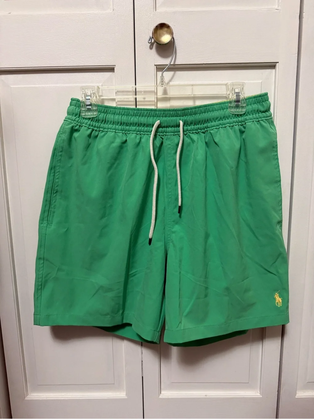 Polo Ralph Lauren Bright Green Men’s Swim Trunks with Drawstring Mesh Lining