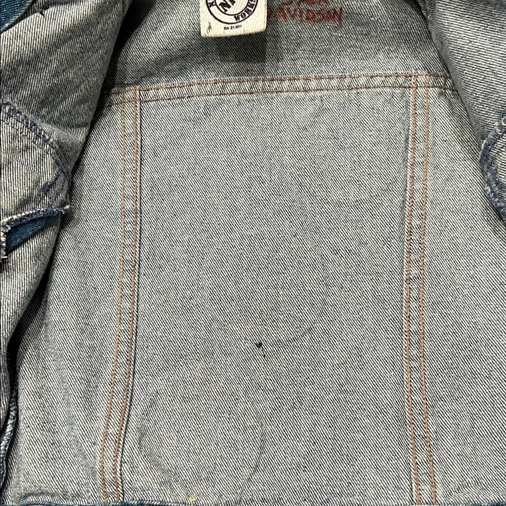 VTG 90s Kids Hand Crafted Kuna Mola Patch Denim Jacket Panama Art Size 6 Small