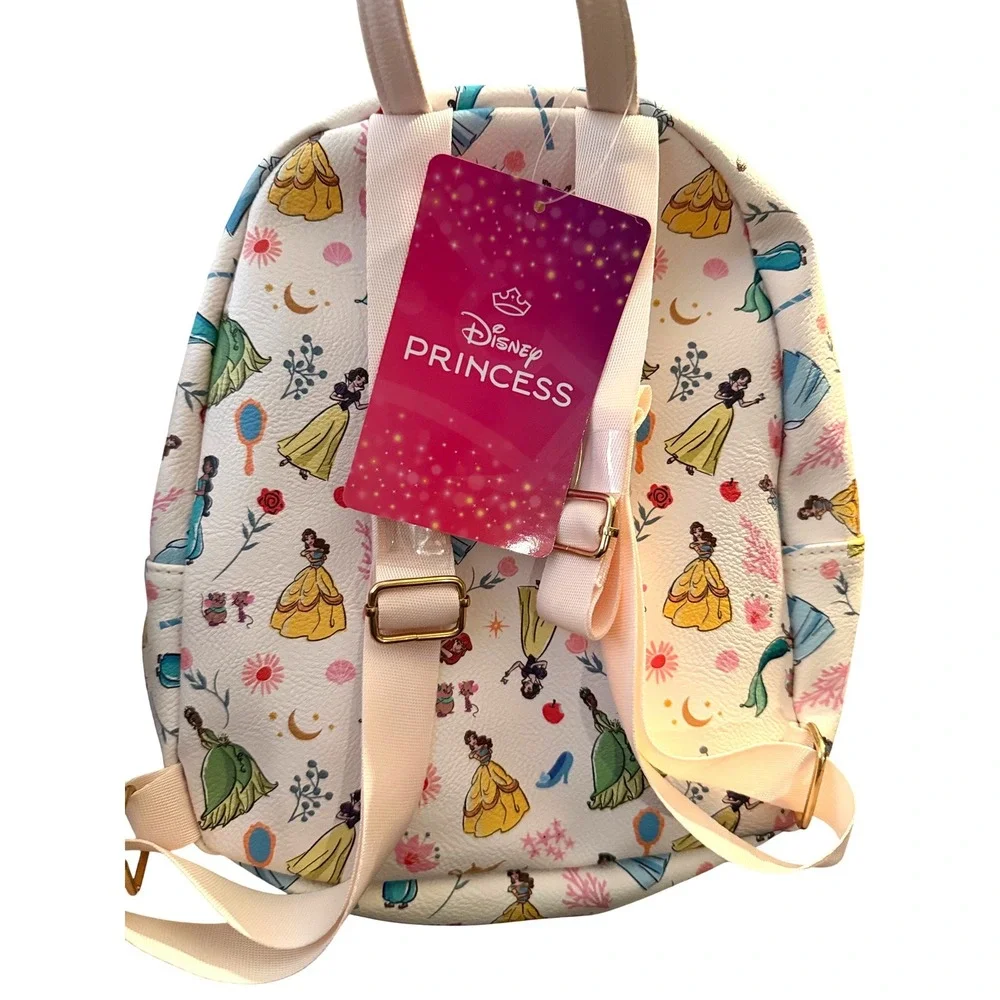 Disney Princess Mini Backpack Pink Faux Leather All Over Print New Tags‎