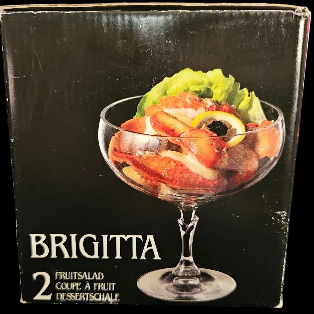 Bohemia Brigitta Floral Champagne Coupe Dessert Glasses Set of 2 Twisted Stem
