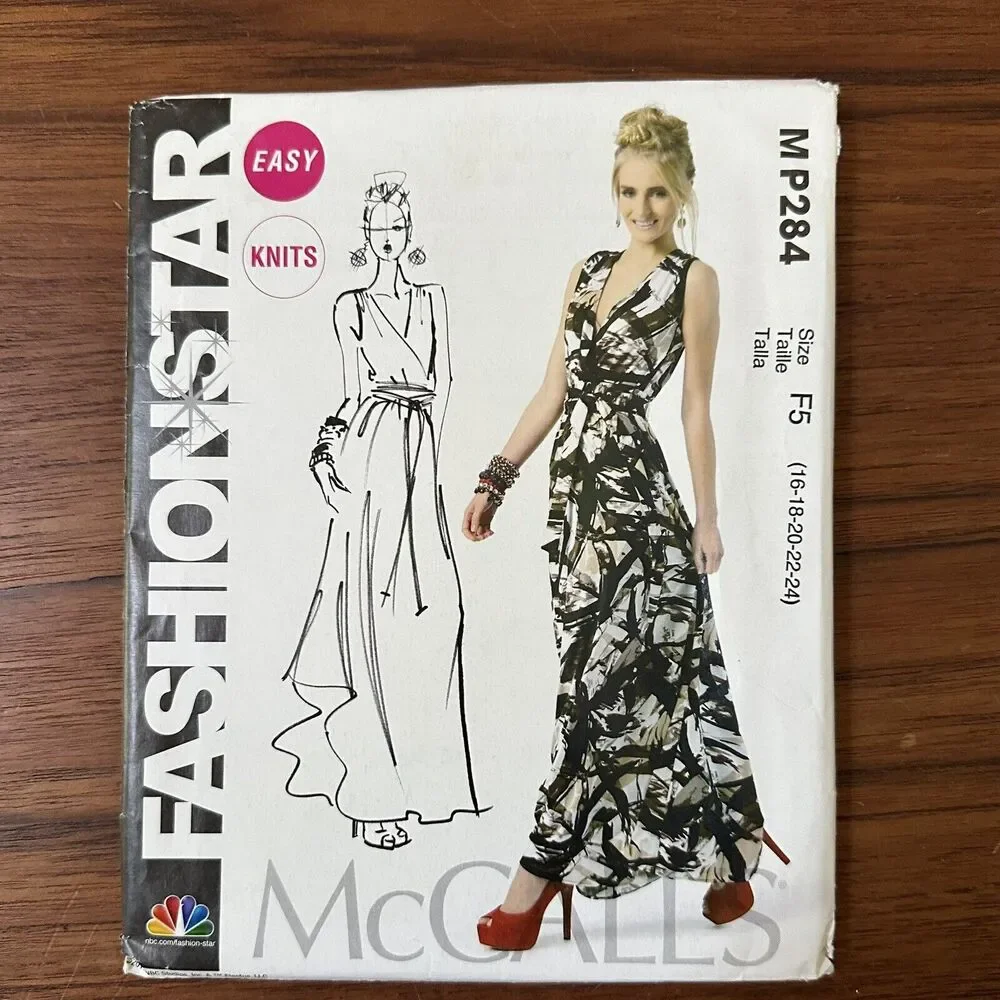 UNCUT McCall's Sewing Pattern MP284 Pullover Dress Mock Wrap Bodice 16-24