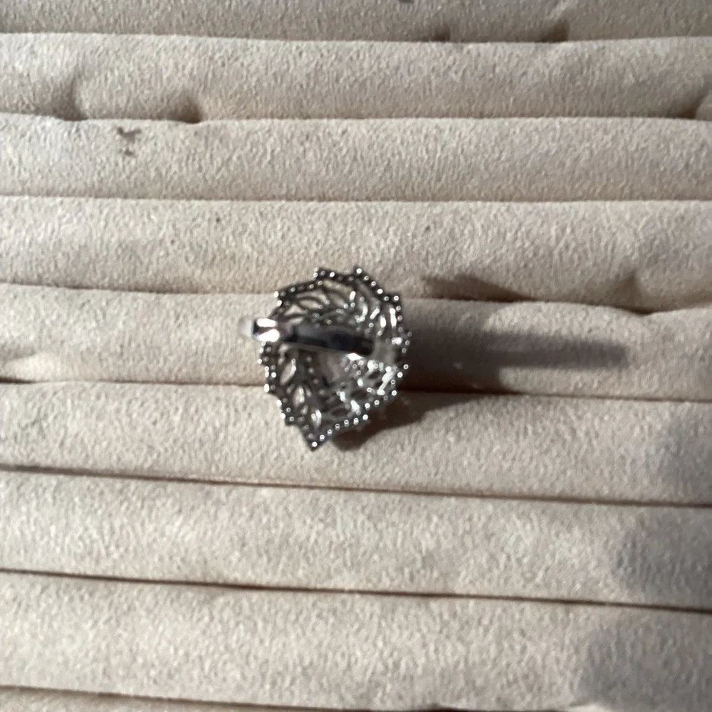 Elegant Silver Simulated Diamond Teardrop Ring