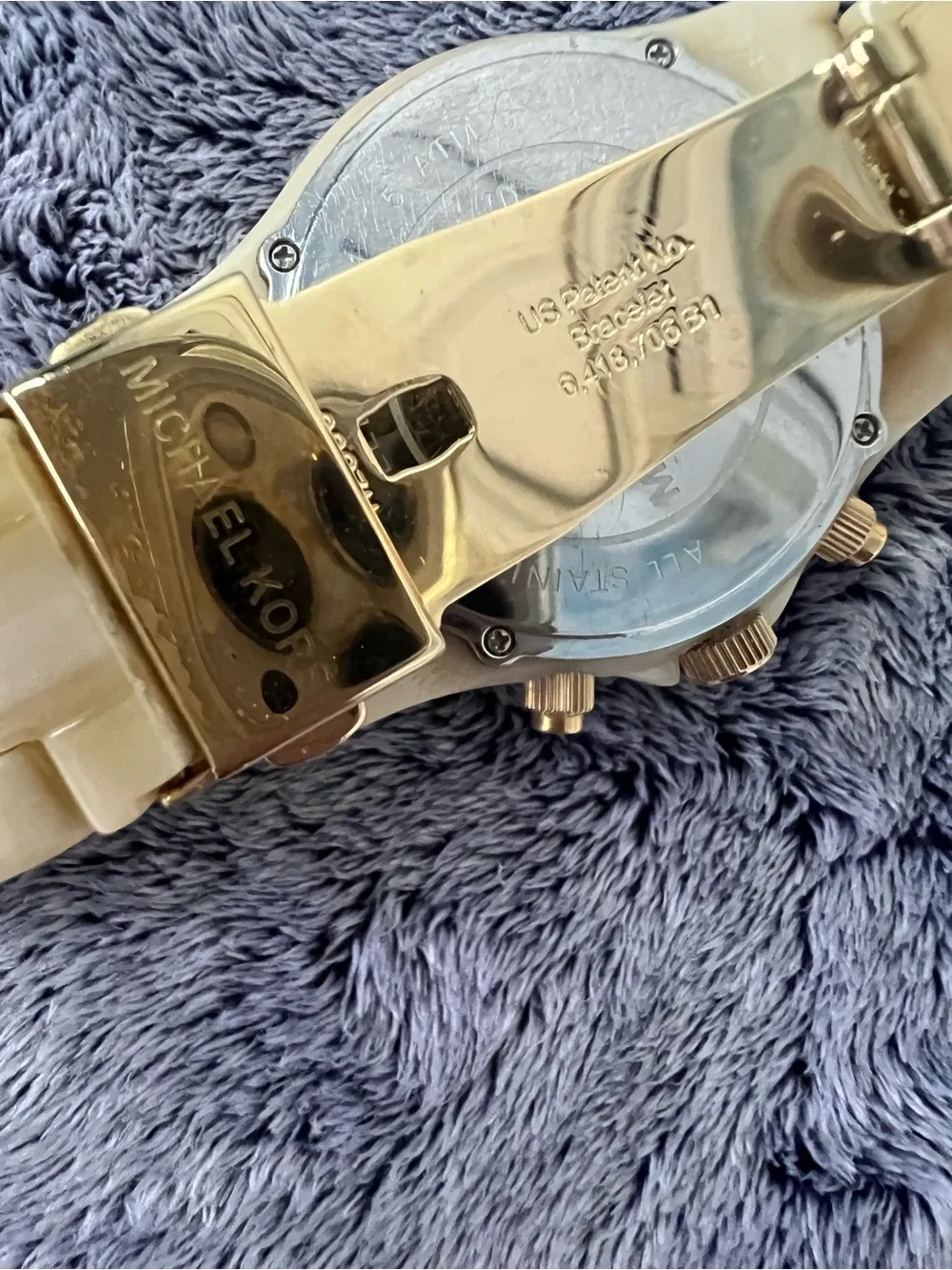 Michael Kors Madison Chrono Horn and Gold Watch MK5417 NWOT