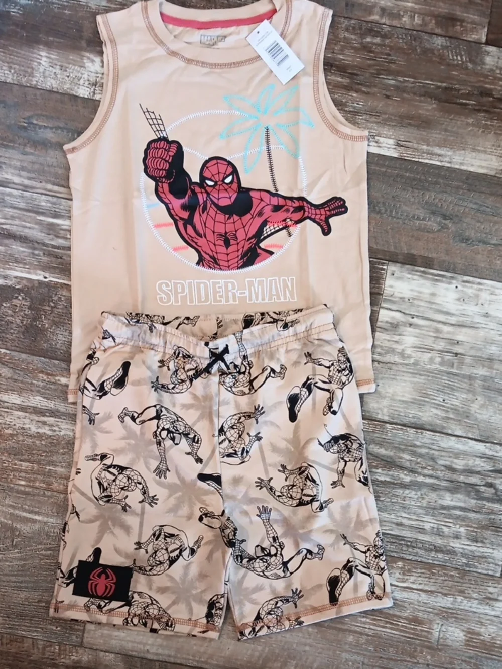 Marvel Spider-Man Tank & Shorts Set - Beige, Red, Black Boys 6/7
