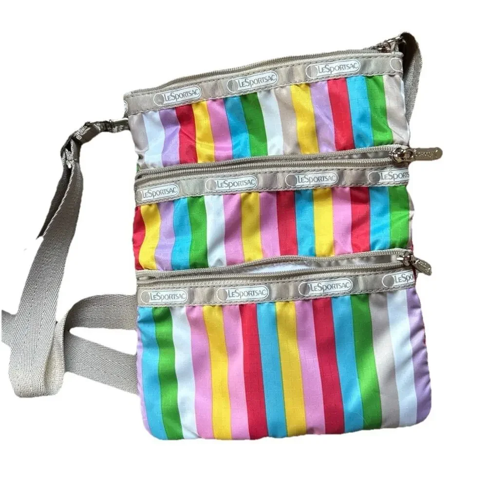 Lesportsac Vintage Madison Rainbow Small Crossbody Shoulder Bag 3 Zipper