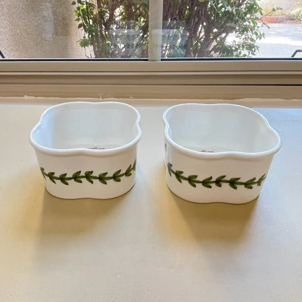 New Portmeirion Botanic Garden Set of 2 Ramekin Dishes Scallop Daisy Mini Bowl