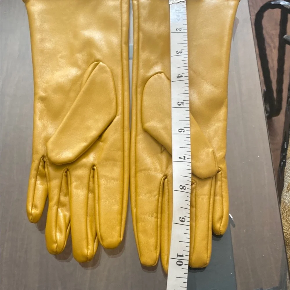 Mustard Yellow Leather Gloves size Small