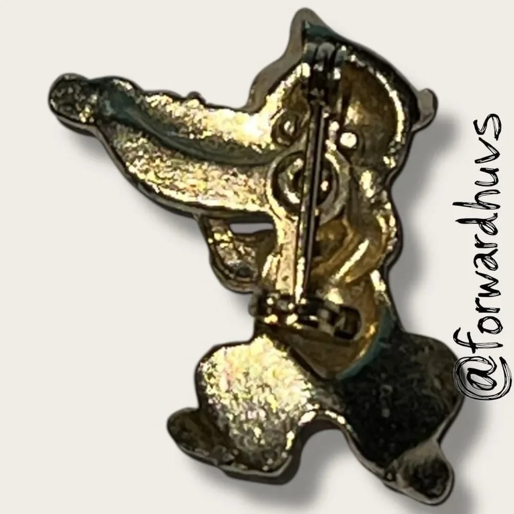 Cat Playing the Fiddle - Faux Pearl Knees - 1” Brooch