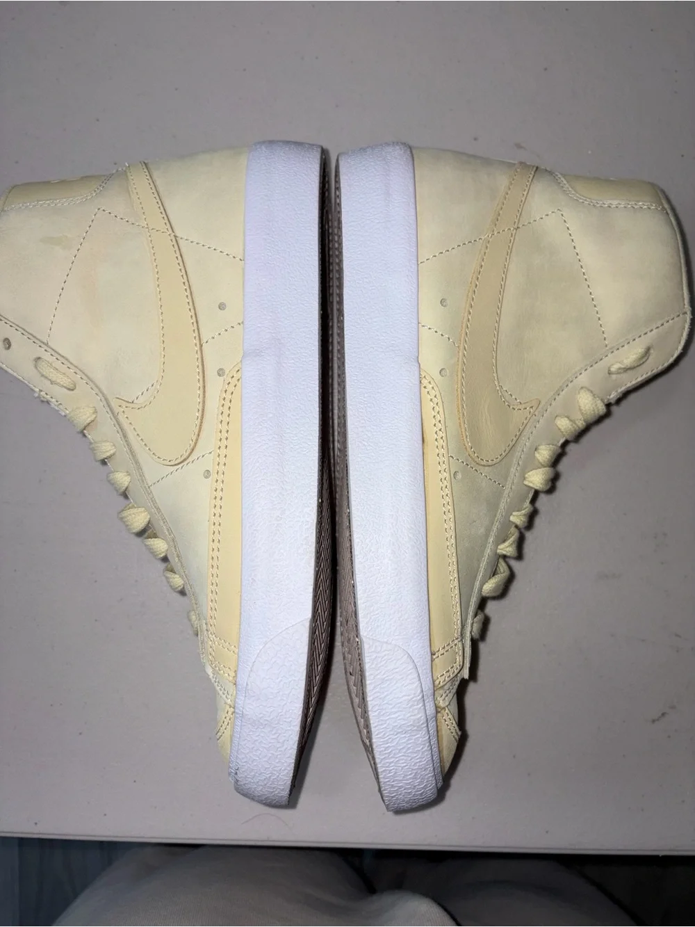 Nike Women’s High-Top Sneakers in Pale Yellow and White