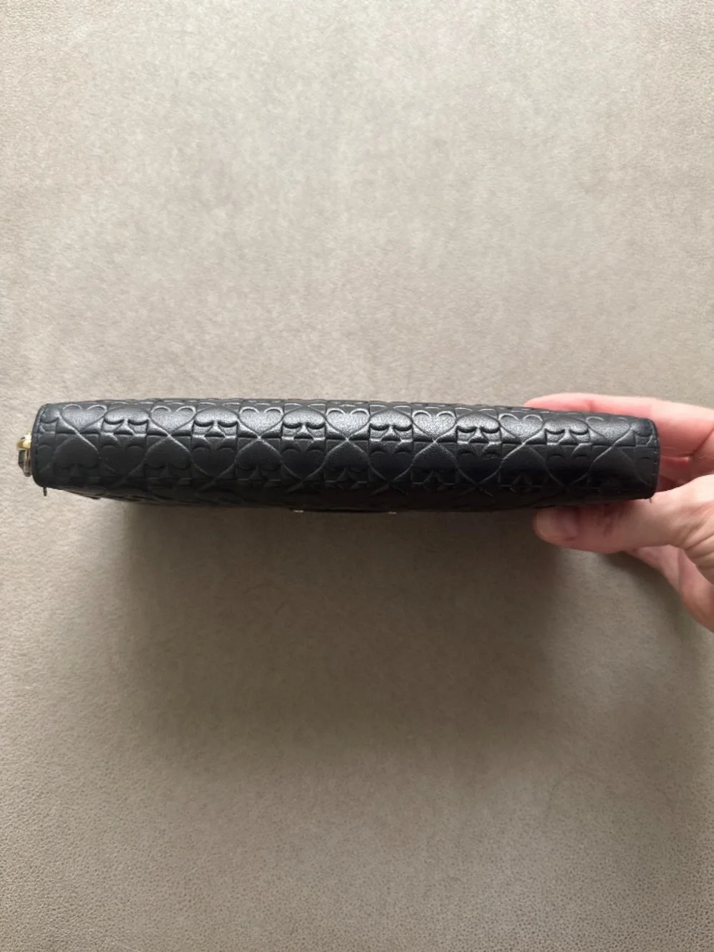 Kate spade penn large black leather spades wallet
