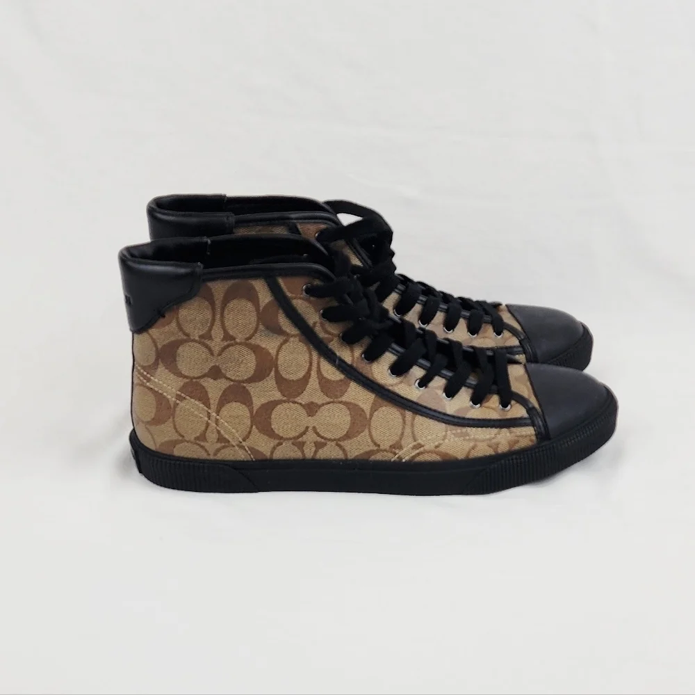 Coach Sig Hi-Top Lace Up Logo Sneakers Men 10.5 Like New