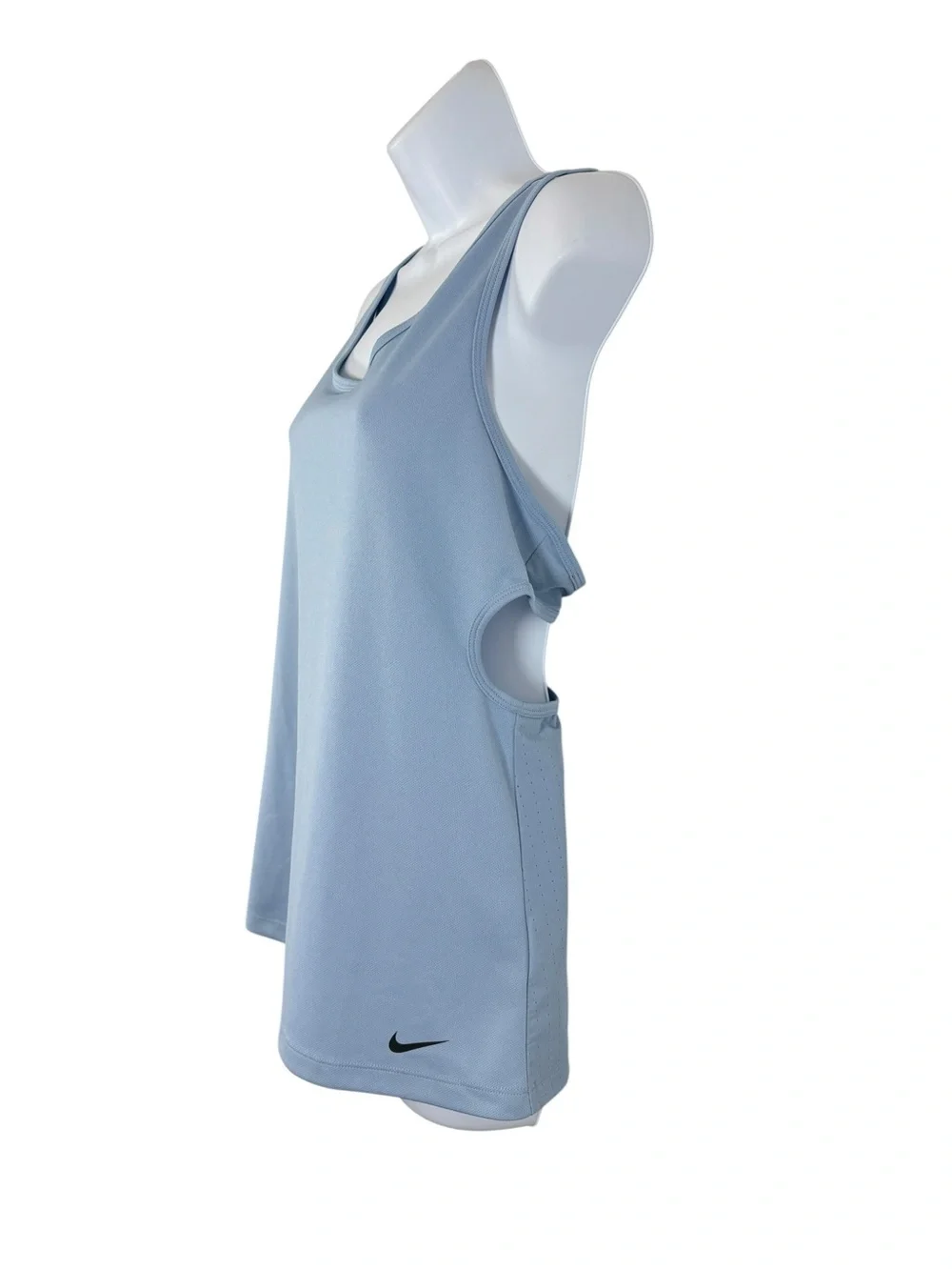 Nike Dri-FIT Light Blue Open Cut Out Back Training Tank Top Size Medium Gym Yoga