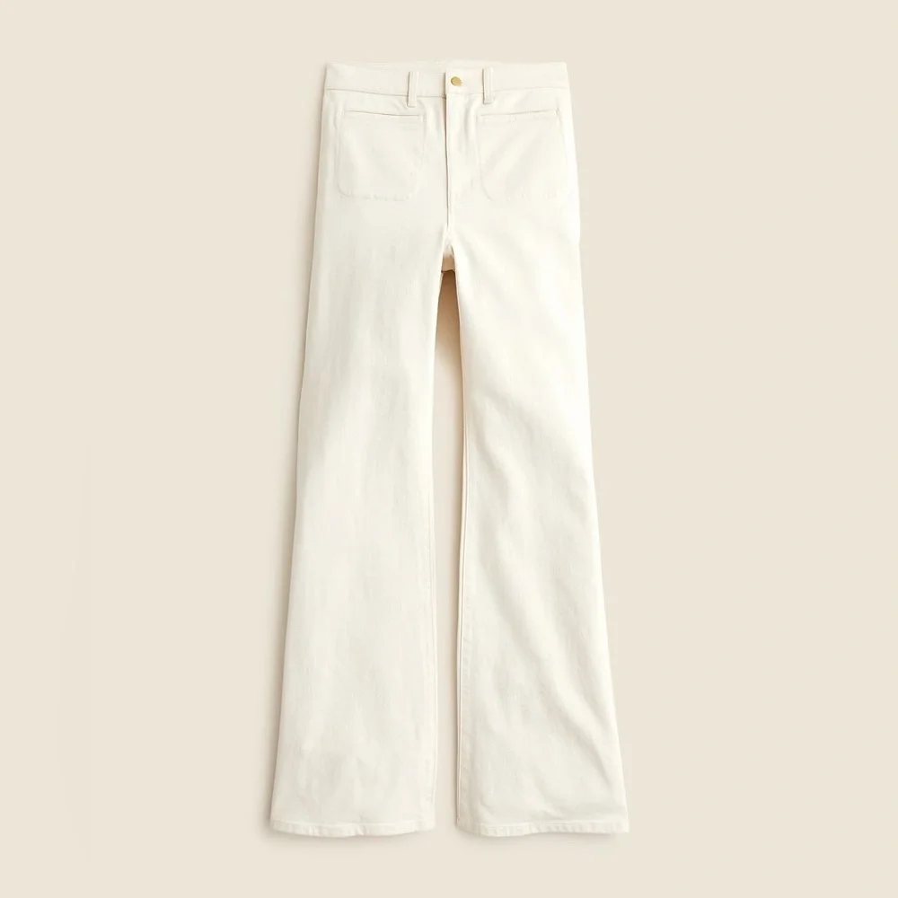 J.Crew Vintage ‘96 Flare Jeans Ecru Coastal Beachy Nautical NWT Plus Size 34