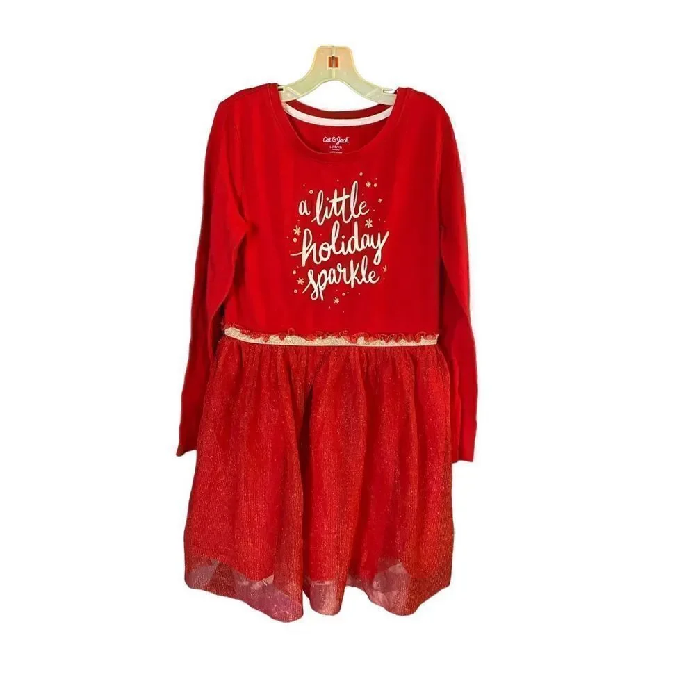 Cat & jack girls, Christmas/holiday tuelle red dress size 10/12 ￼