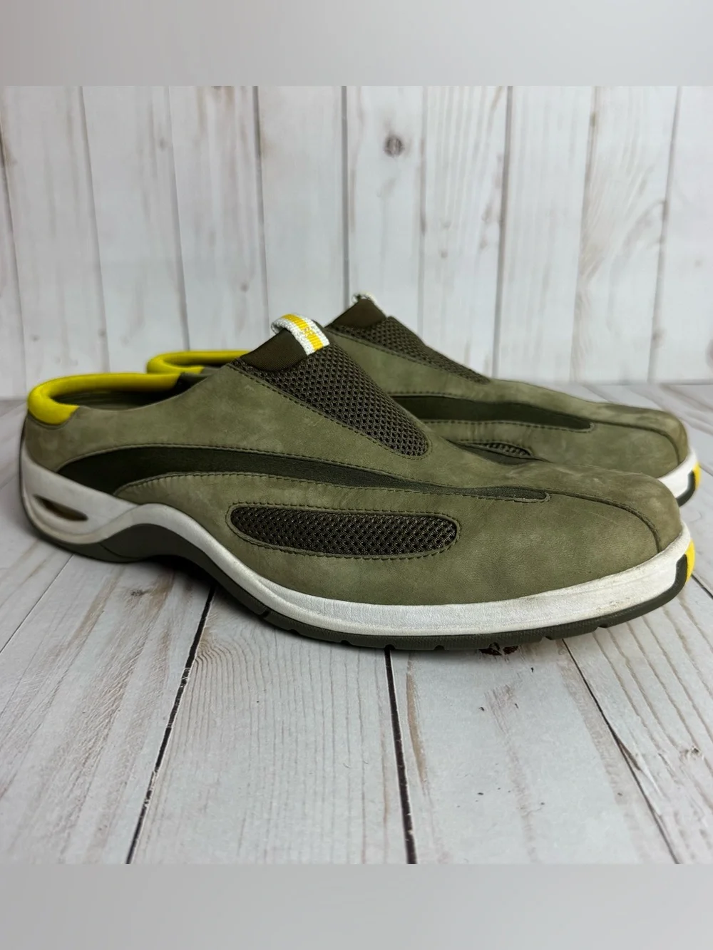 Cole Haan Green Suede Nike Air Slip On Sneakers Rubber Sole Nursing Comfort