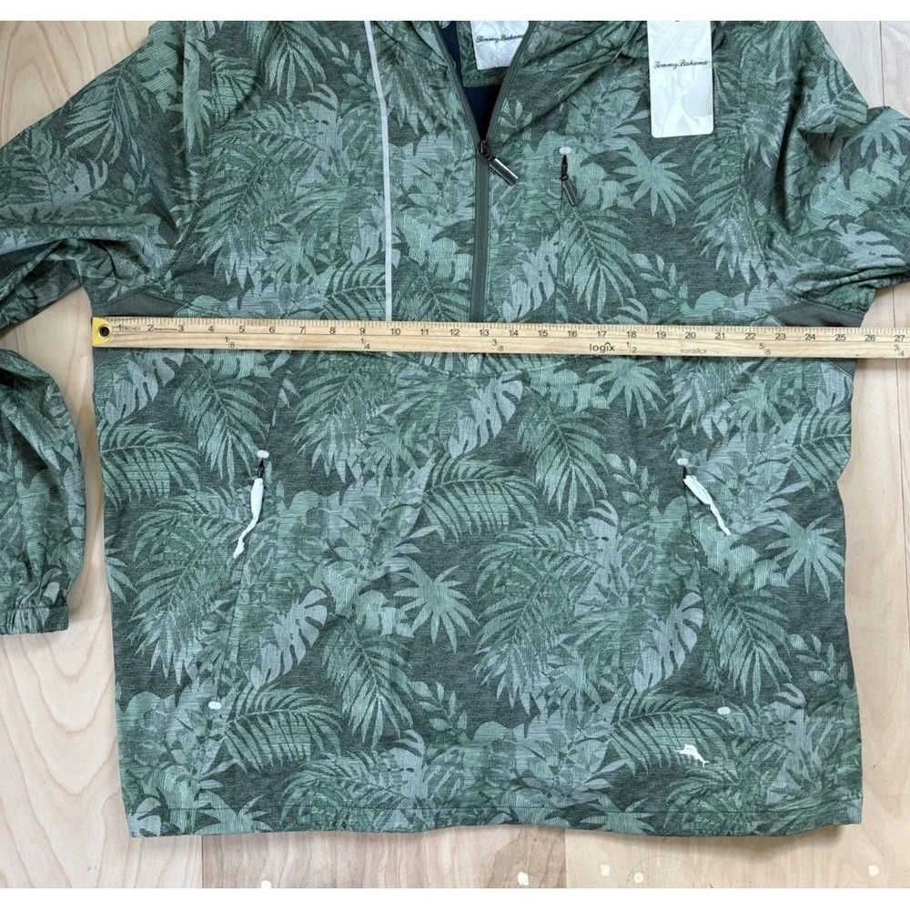 Tommy Bahama Fairway Fronds Popover Hooded Lightweight Jacket Mens XXL Green NWT