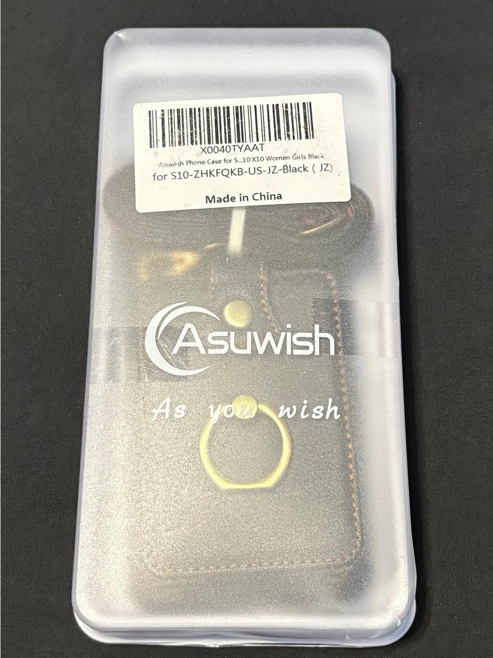 As U Wish Black Crossbody Phone Wallet with Gold Ring Holder Samsung (S) 10