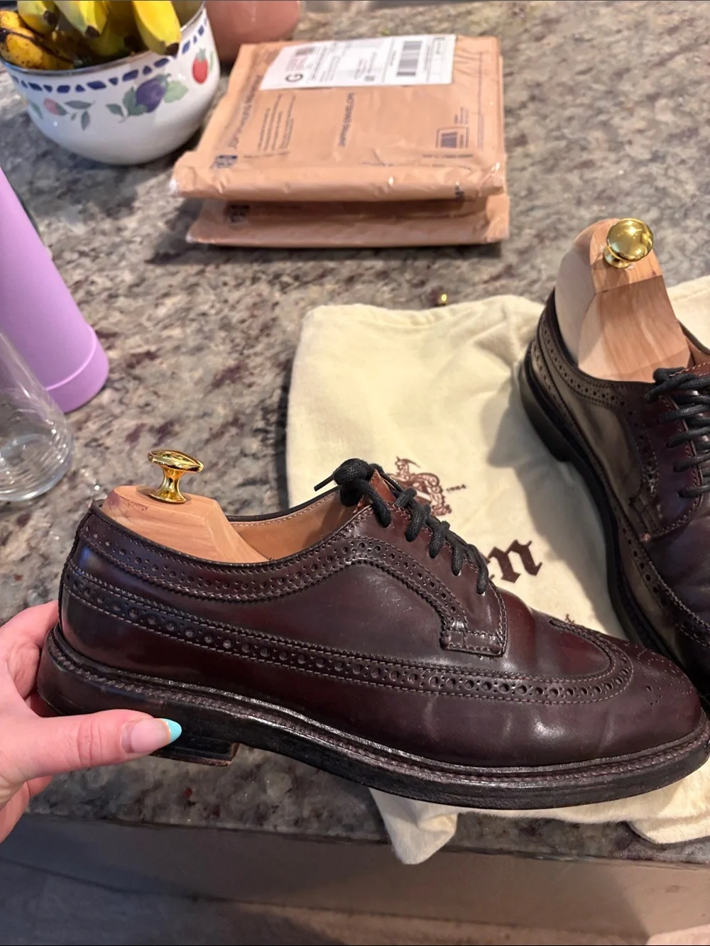 Alden Men's Burgundy Wingtip Derby Shoes