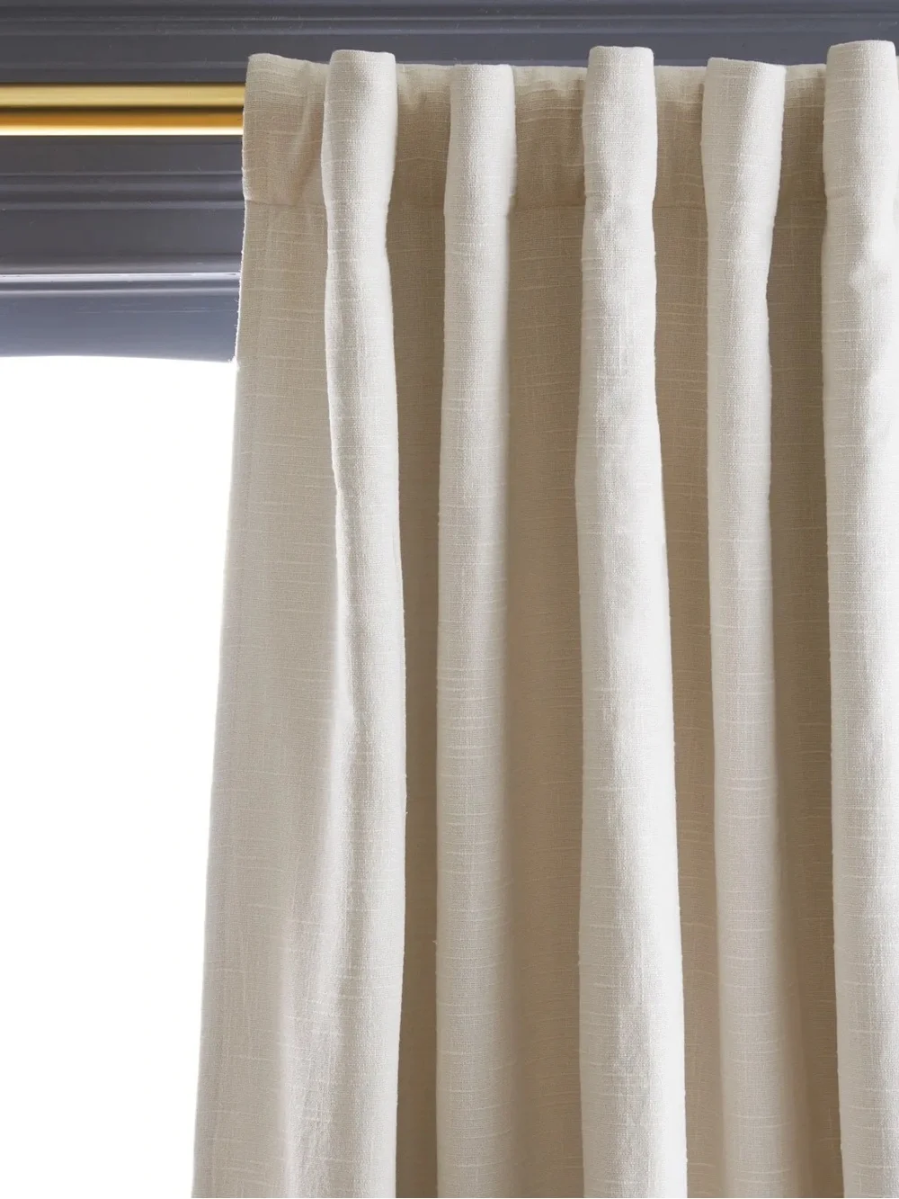 QUINCE Set Of 2 48x96 Cotton Slub Room Darkening Curtains Natural 9935