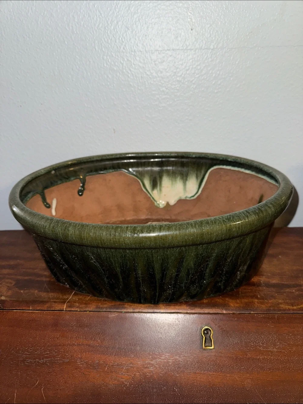 Green Glazed Ceramic Bonsaii Succulent Planter Heavy-No Tipping