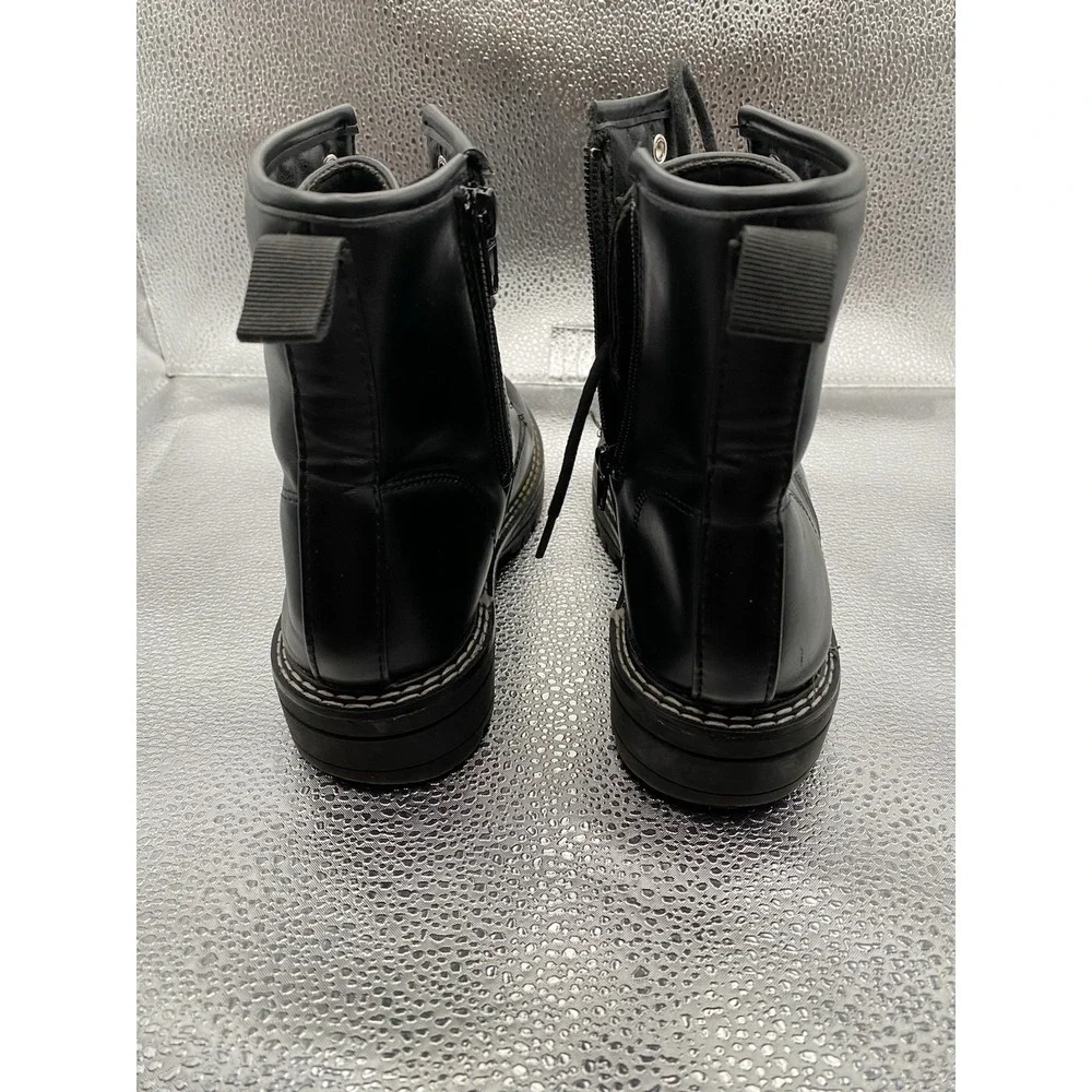 MIA Girls Black Lace-Up Zip Combat Comfort Ankle Boots‎ Size 2