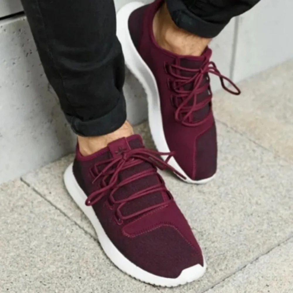 Adidas Tubular Shadow Men's Running Shoes Maroon White Athletic Sz 9.5