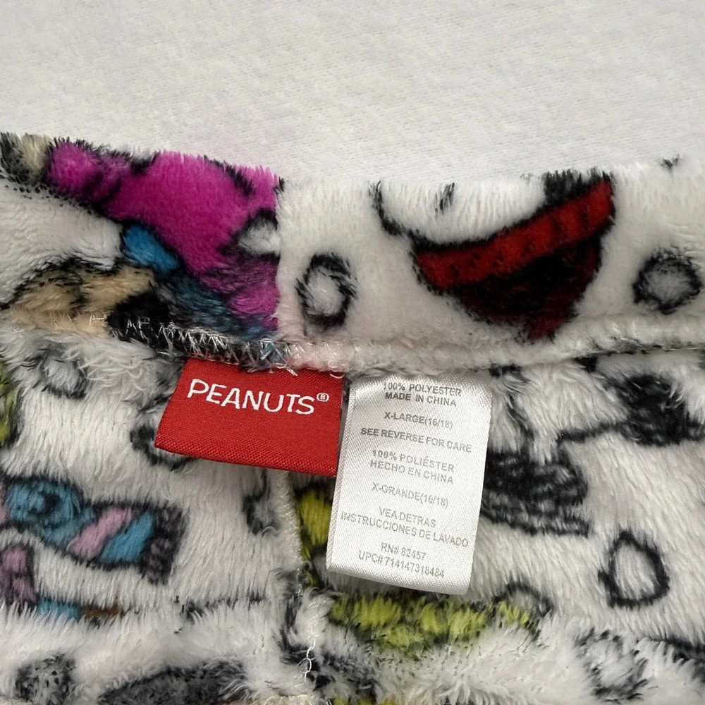 Peanuts Snoopy Charlie Brown Fleece Pajama Pants XL Winter Lounge‎