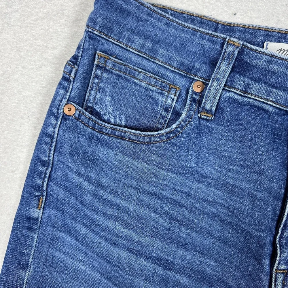 Madewell Curvy High Rise Skinny Crop Jeans Womens 28 Blue Denim‎ Distressed