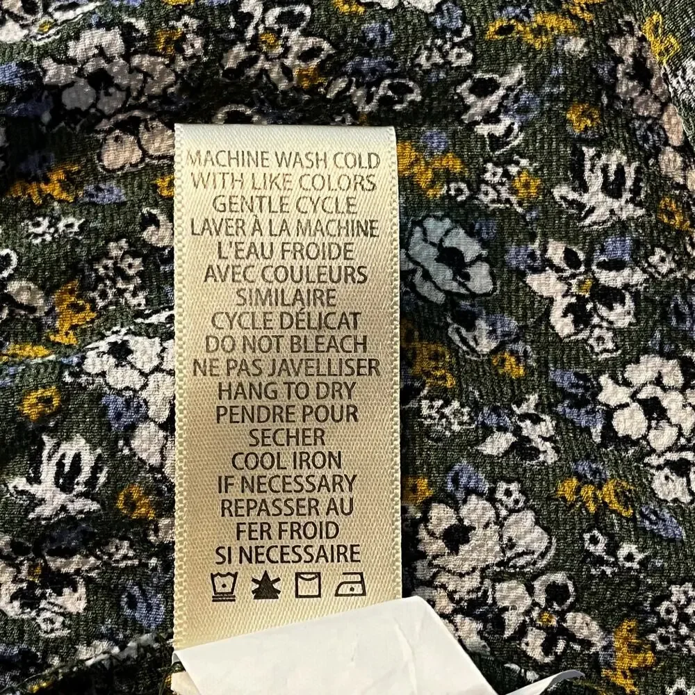 Max Studio Tiered Floral Long Sleeves‎ Dress Sz XS Relaxed Fit Green Multicolor