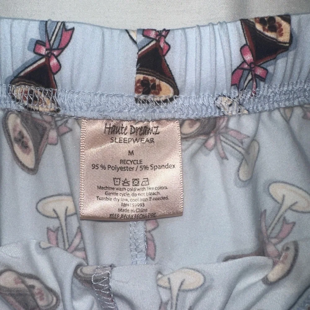 Haute Dreamz Blue Cocktail Martini Print Pajama Sleepwear Set Womens Size M