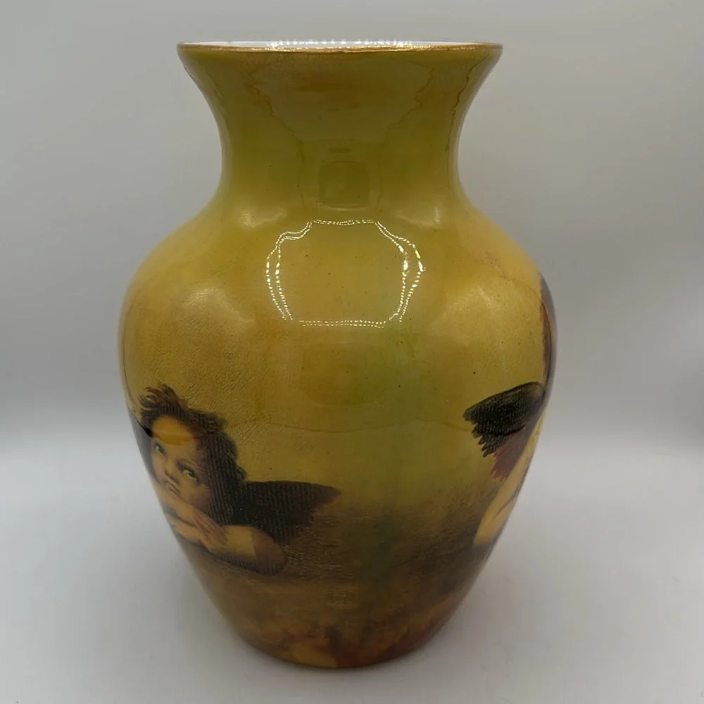 Porcelain glazed Sister Angels 8.5” vase