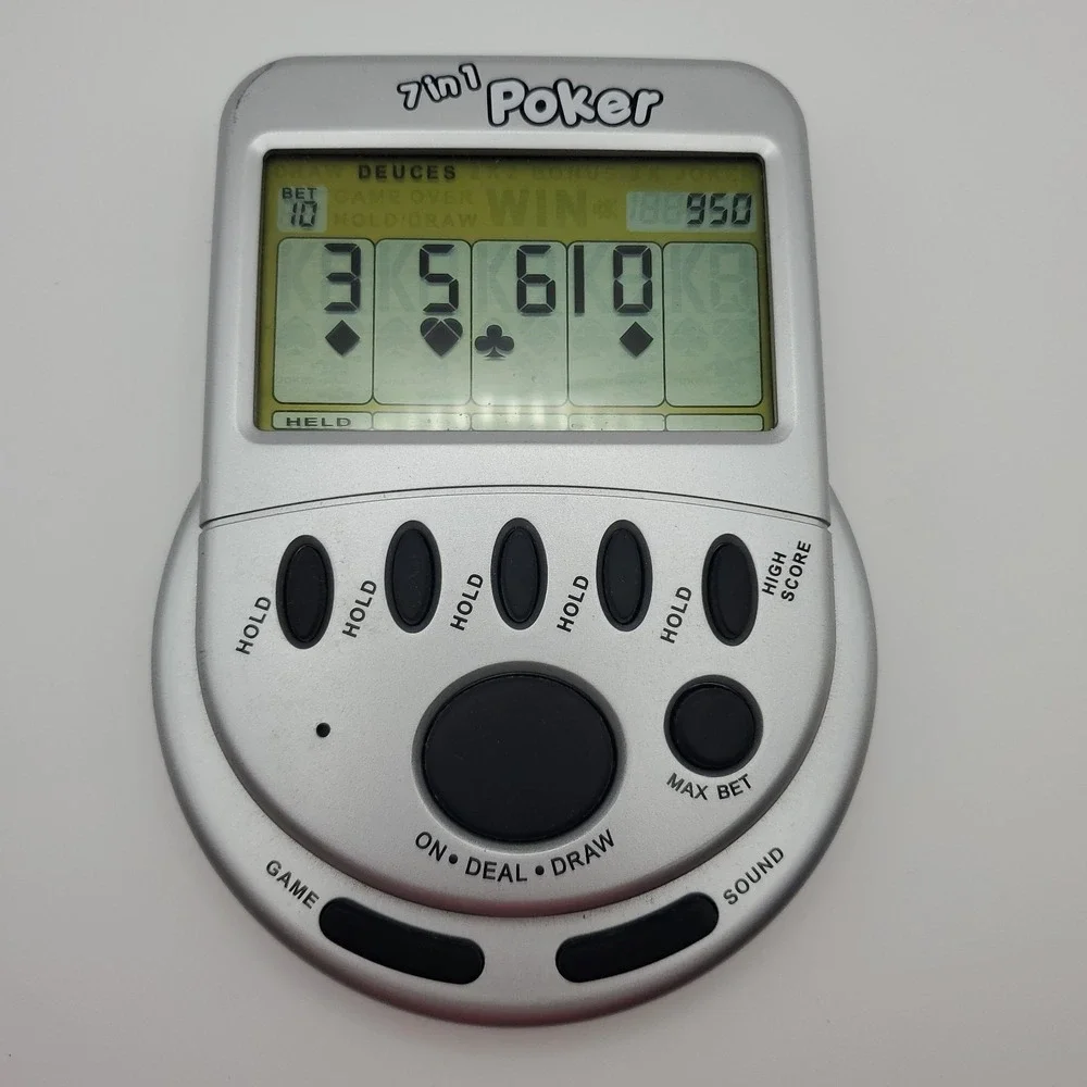 7 in 1 Poker Mega Screen Handheld Electronic Video Portable Game TESTED-WORKING