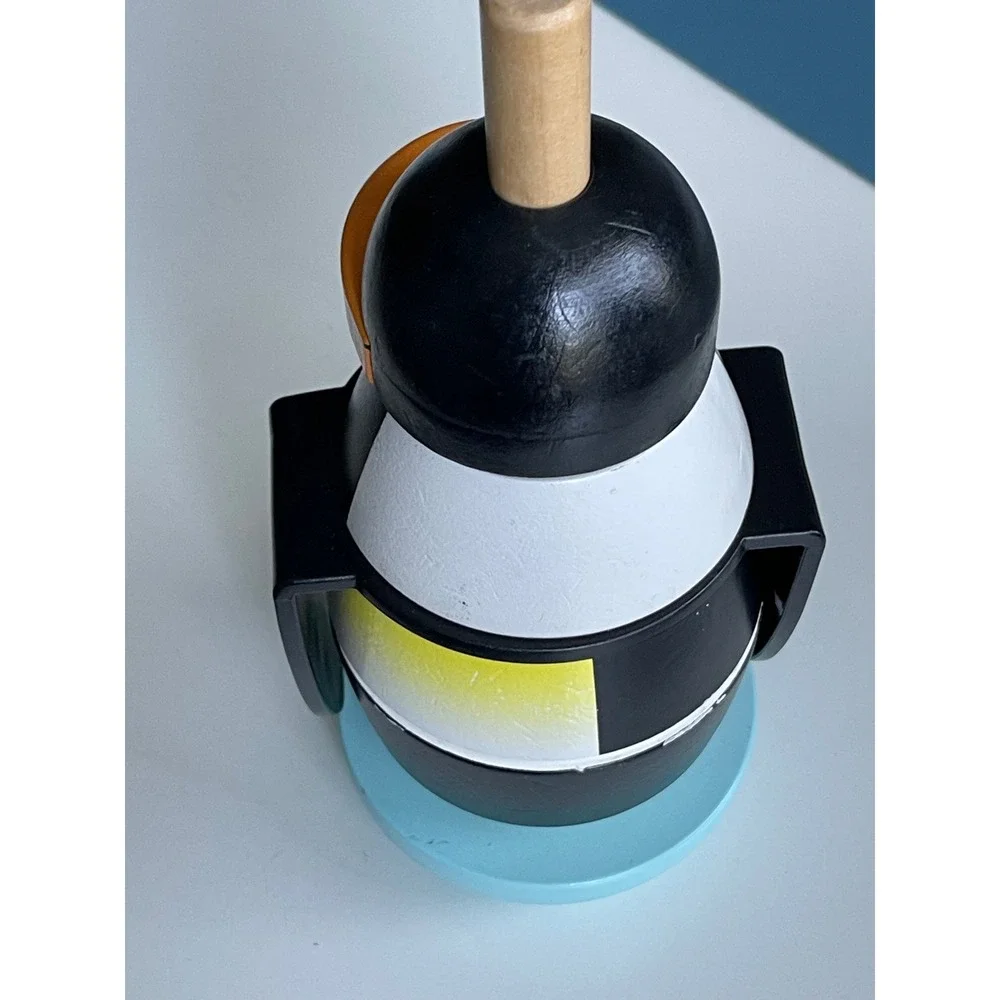 Melissa & Doug Penguin Stacker 2167 Wooden Toddler Toy Black White Orange