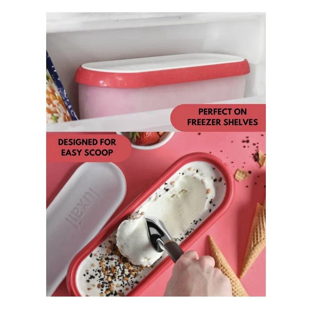Ice Cream containers W/lid, Reusable Storage Freezer Tub, 2 Pack, BPA FREE