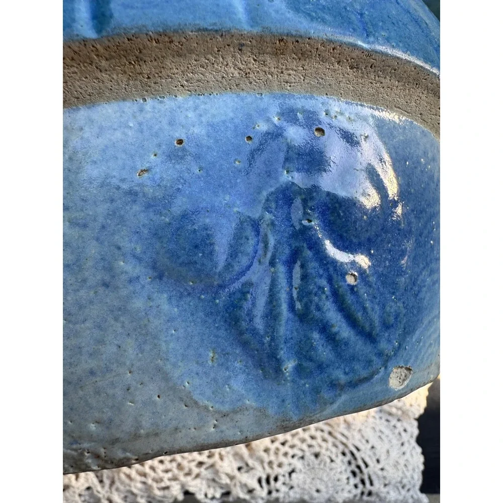 Primitive 1800's Salt‎ Glazed Farmhouse Mixing Bowl/Batter Bowl 9