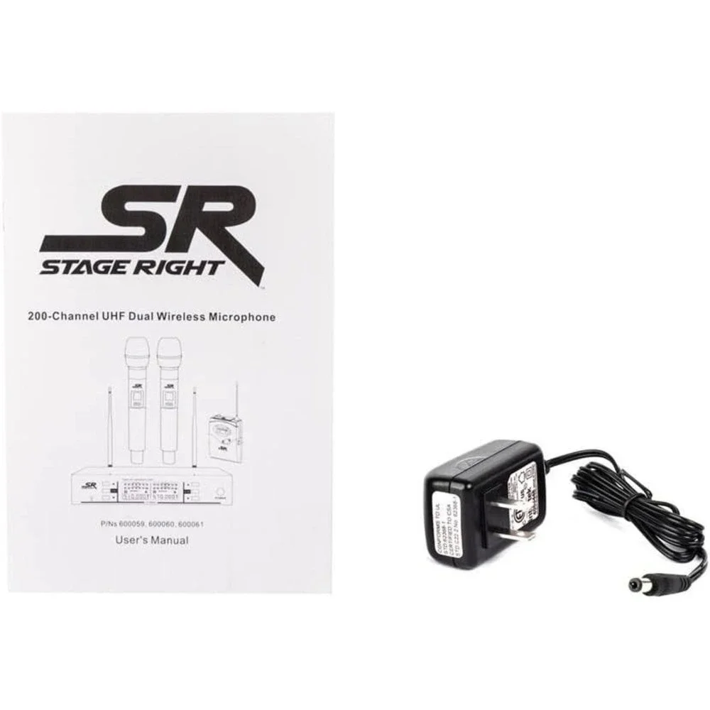 Monoprice Wireless Mic System Dual Handheld 200-Channel UHF for Karaoke Church‎